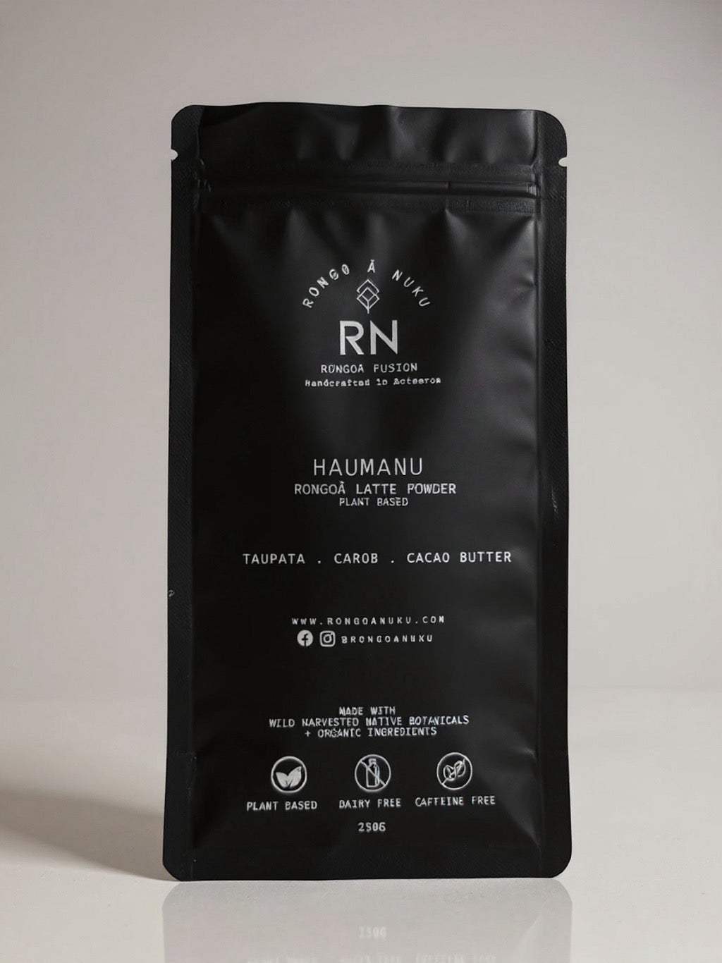 250g pouch of Haumanu Rongoā Latte for grounding, restoration and gut health.