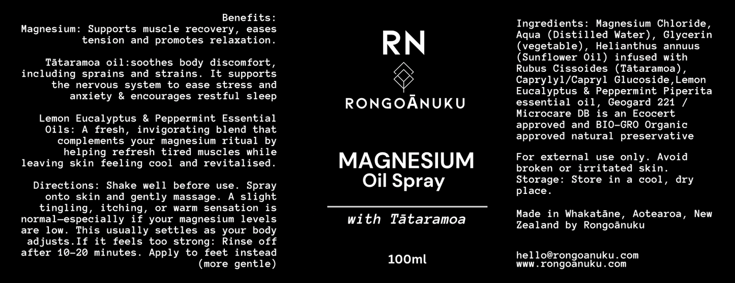 Magnesium Spray infused with Tātaramoa oil 100ml