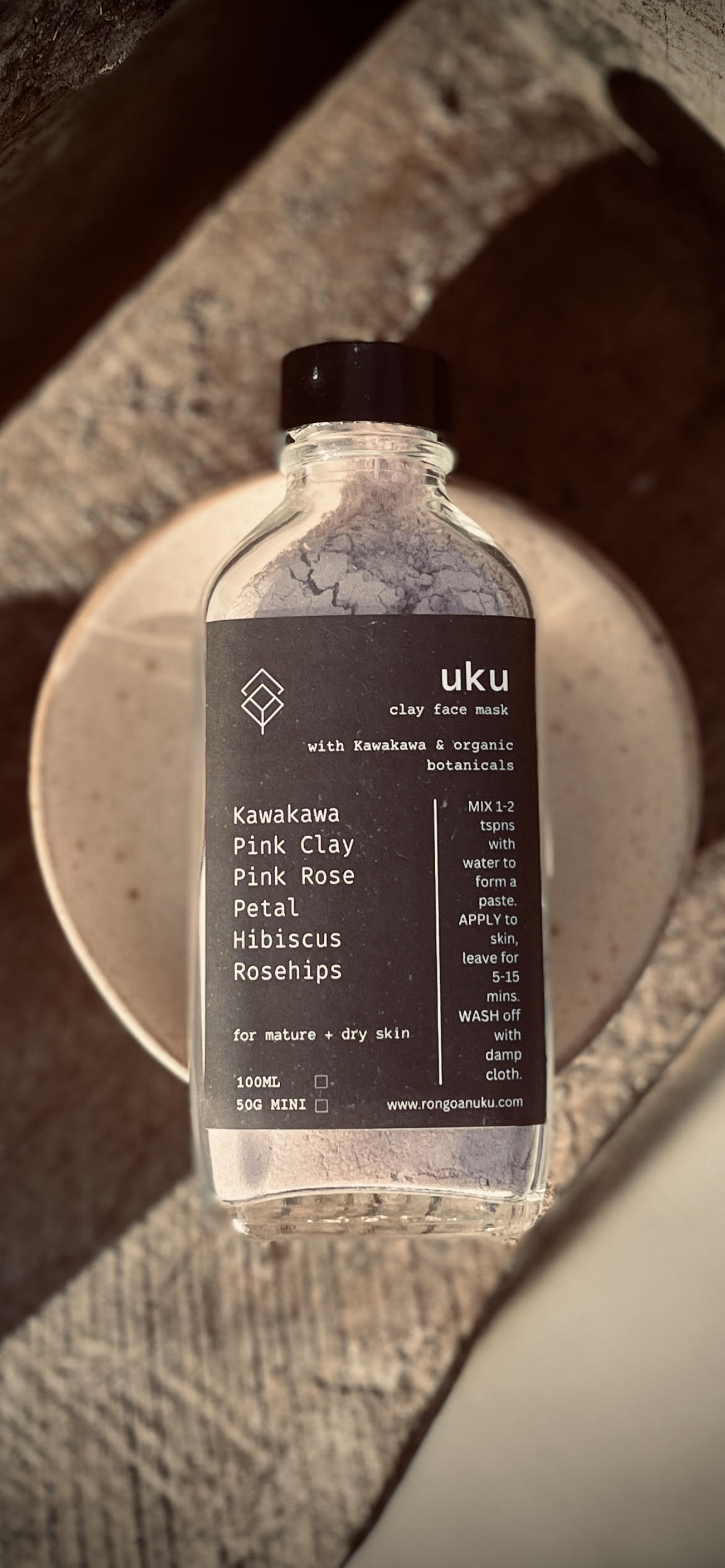 UKU Kawakawa & Pink Clay face mask powder 50g