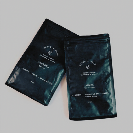 Superfood latte powders infused with rongoa - native botanicals.  Caffeine free, vegan, organic + wildharvested ingredients.