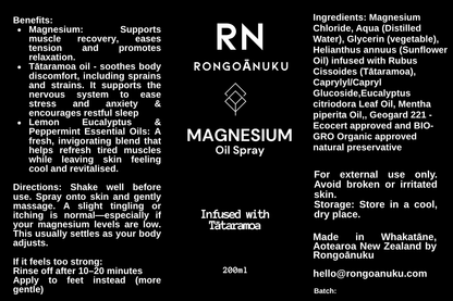 Magnesium Spray infused with Tātaramoa oil 200ml